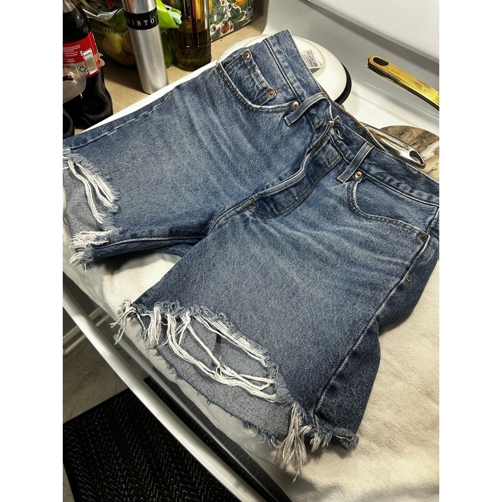Women's Levi's 501 Button Fly Distressed Shorts Size W 27 Cutoff Jeans Denim M/L